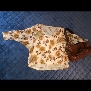 Floral Print, Cold Shoulder, Crop Top